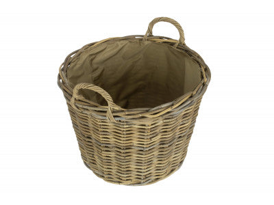 5056341804277 Round Grey Rattan Log Basket With Cordura Lining RA004L Brambles Cookshop 2