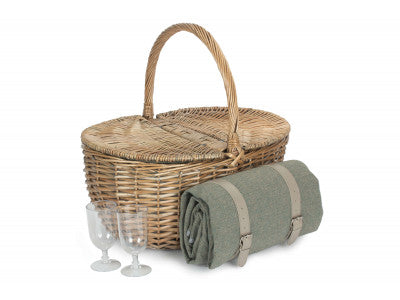 5056341804826 Oval 2 Person Grey Sage Tweed Fitted Hamper FH130 Brambles Cookshop 1