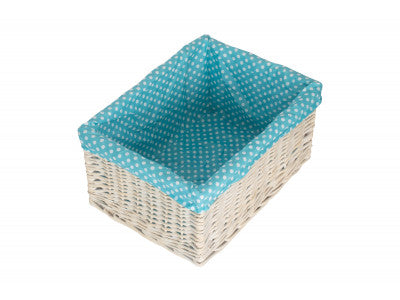 5060248644423 Extra Large White Wash Storage Basket With Blue Spotty Lining ST002B/4 Brambles Cookshop 2