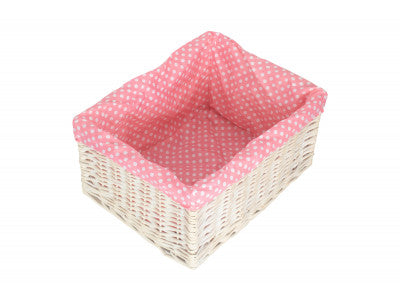 5060248644478 Extra Large White Wash Storage Basket With Pink Spotty Lining ST002P/4 Brambles Cookshop 2