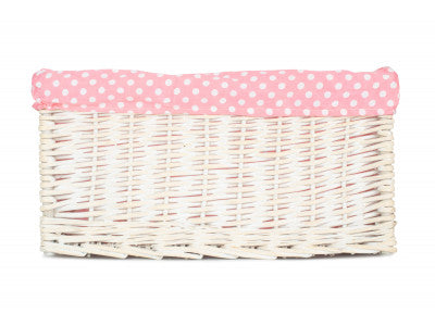 5060248644478 Extra Large White Wash Storage Basket With Pink Spotty Lining ST002P/4 Brambles Cookshop 3