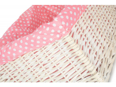 5060248644478 Extra Large White Wash Storage Basket With Pink Spotty Lining ST002P/4 Brambles Cookshop 4