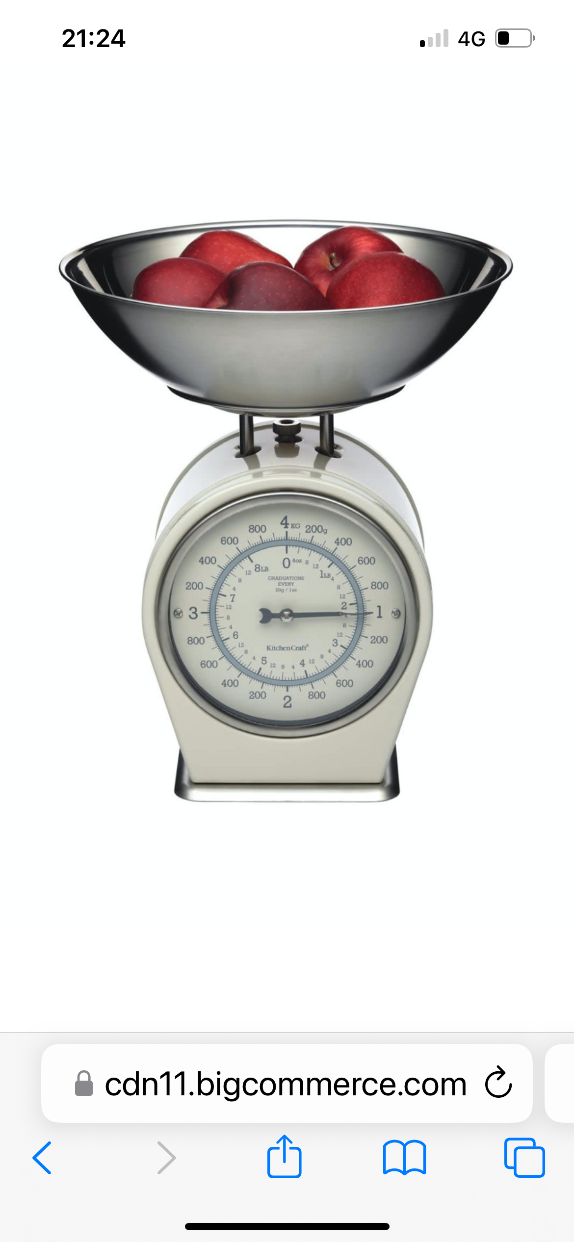 Living Nostalgia Vintage Style Mechanical Kitchen Scales - Cream