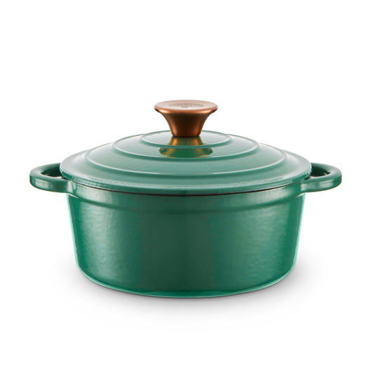 5056462324586 Babary & Oak 20cm Round Casserole Cast Iron Green BO800250GRN