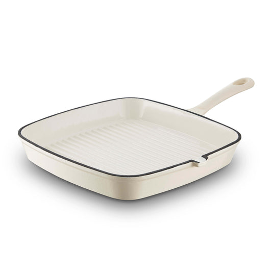 5056462324814 Babary & Oak 23cm Cast Iron Grill Pan Cream BO800257CRM