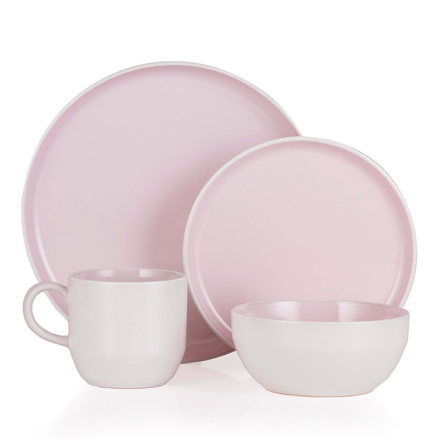 5056032990548 Babary & Oak Oslo 16 Piece Dinnerware Set Pink and White BO867004PNK