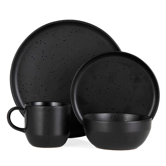 5056032990579 Babary & Oak Luna 16 Piece Dinnerware Set Black Matte BO867005BLK