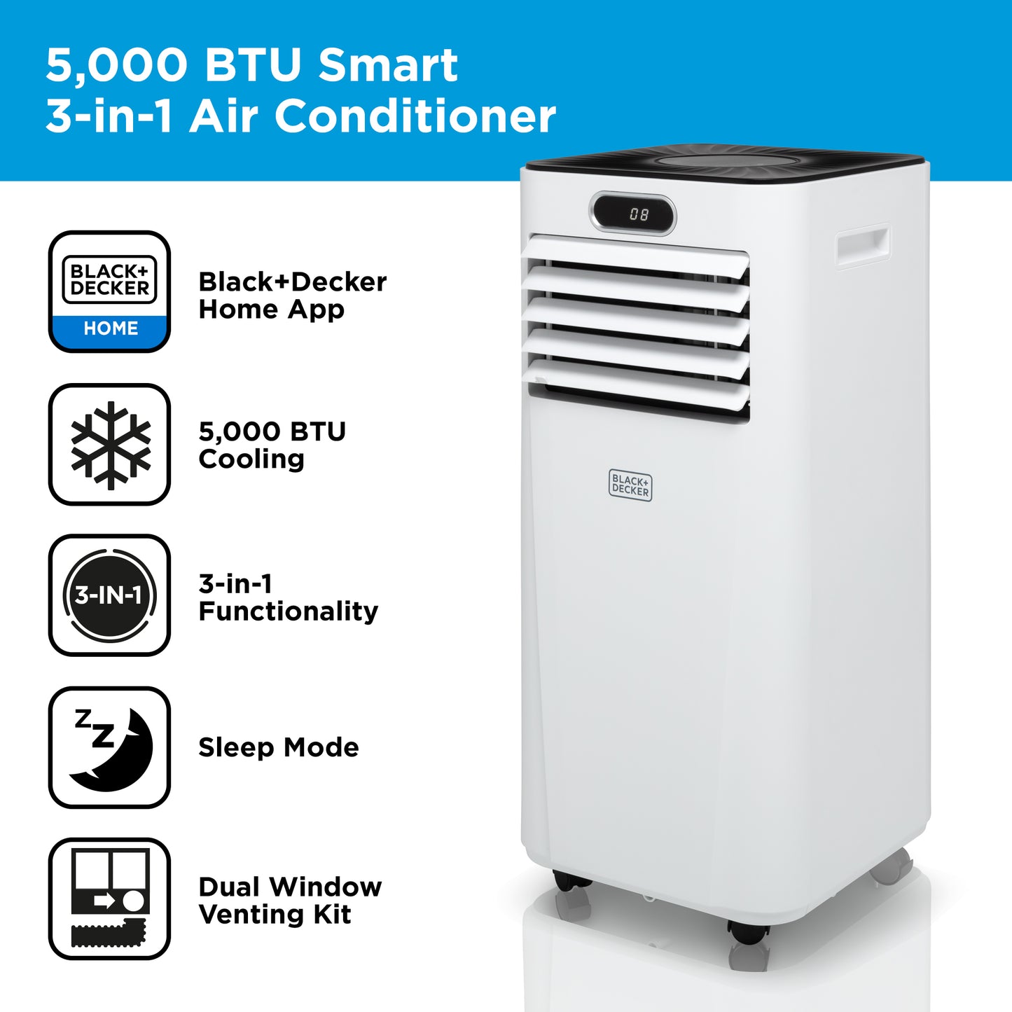 5056462351247 Black & Decker Portable 5000 BTU 3-in-1 Smart Air Conditioner White BXAC40023GB Brambles Cookshop 2