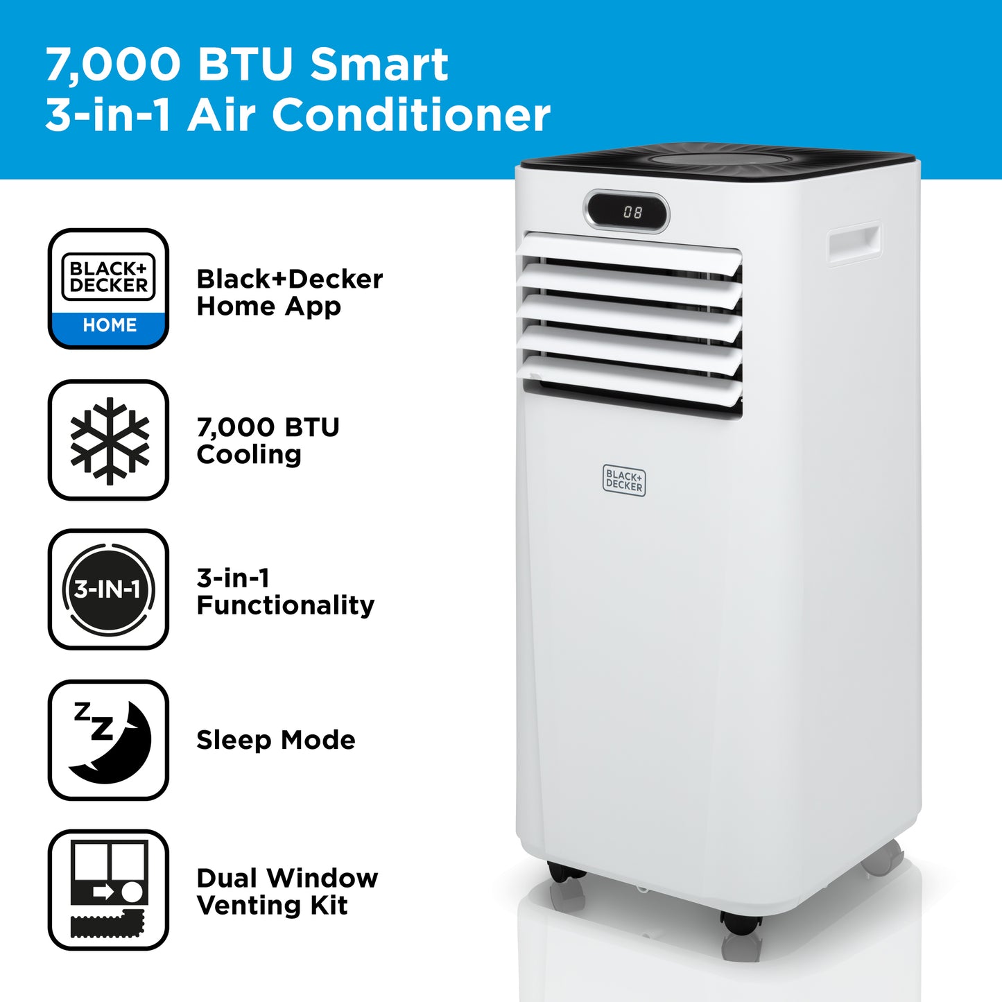 5056462351254 Black & Decker Portable 7000 BTU 3-in-1 Smart Air Conditioner White BXAC40024GB Brambles Cookshop 2