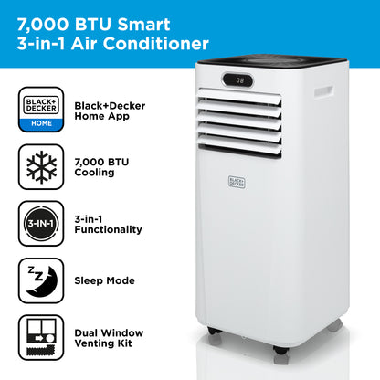 5056462351254 Black & Decker Portable 7000 BTU 3-in-1 Smart Air Conditioner White BXAC40024GB Brambles Cookshop 2