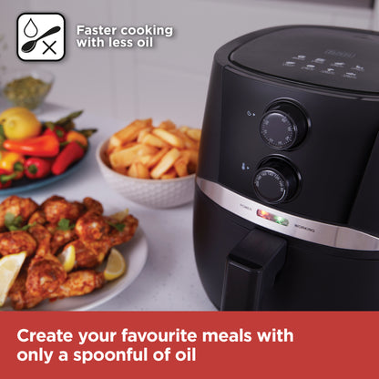 5056462360119 Black & Decker 4.3L Manual Air Fryer Black BXAF17091GB Brambles Cookshop 3