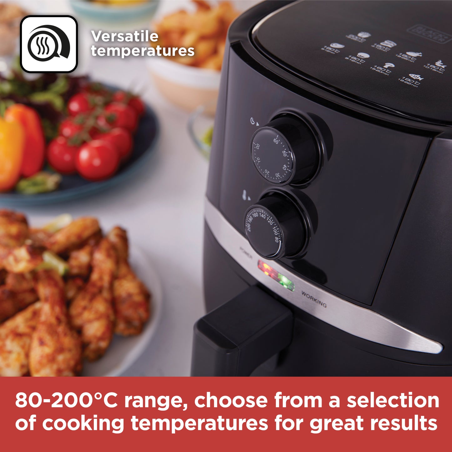 5056462360119 Black & Decker 4.3L Manual Air Fryer Black BXAF17091GB Brambles Cookshop 6