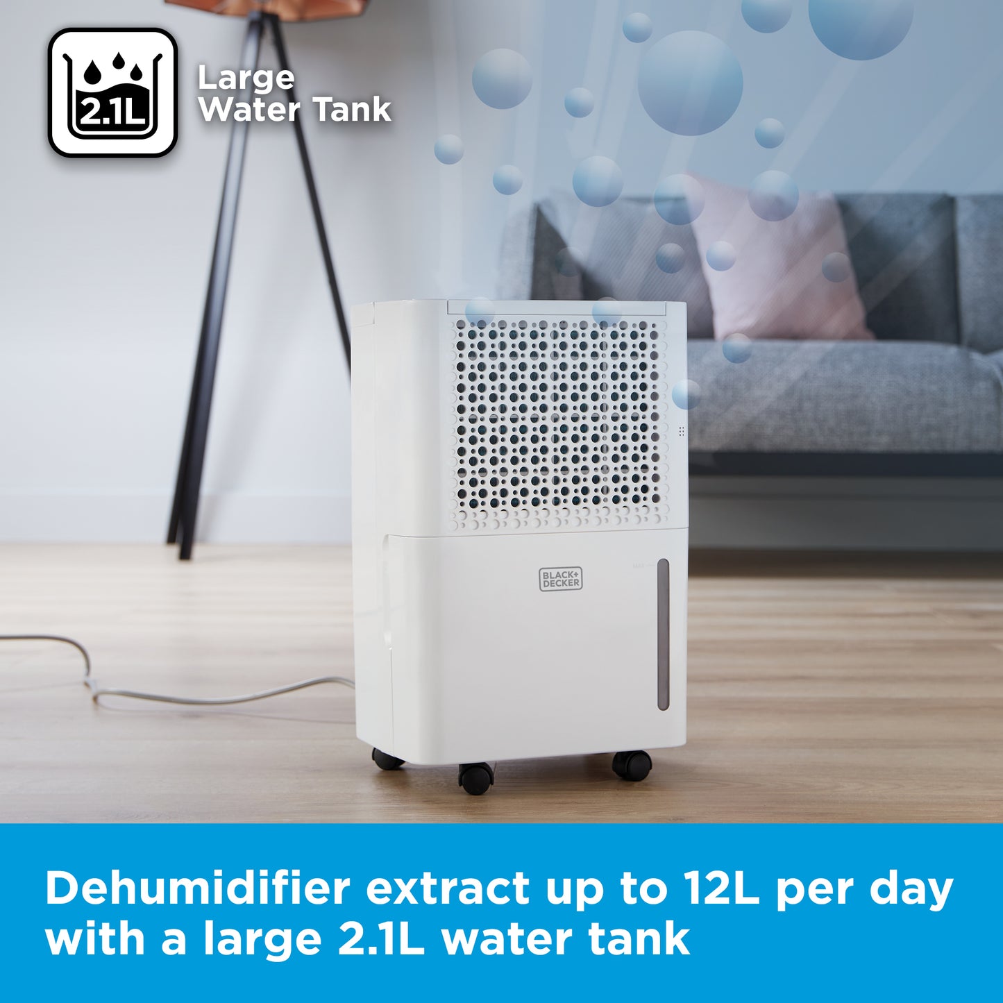 5056462362311 Black & Decker 12 Litre Dehumidifier 24H Timer 2.1L Water Tank WiFi BXEH60016GB Brambles Cookshop 4