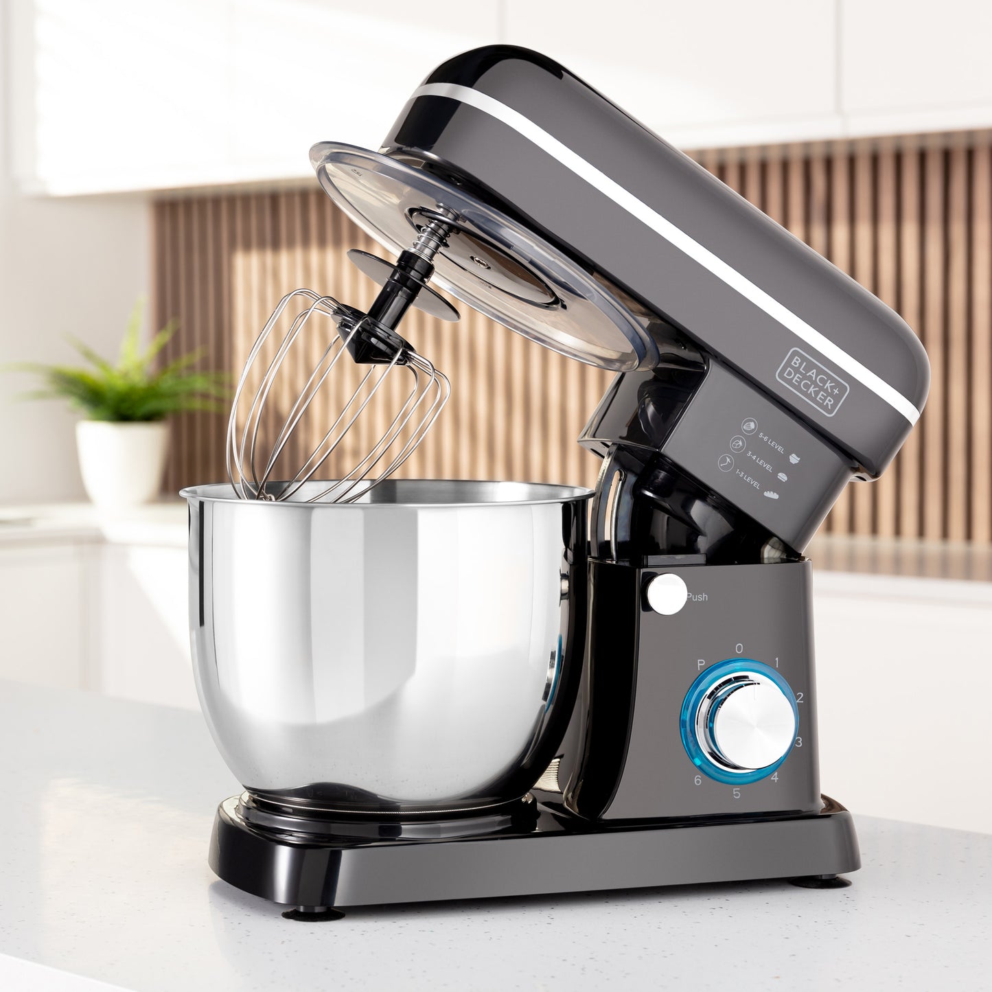 5056462309743 Black & Decker 1300W Stand Mixer Black with Chrome Accents BXMX12054GB Brambles Cookshop 10