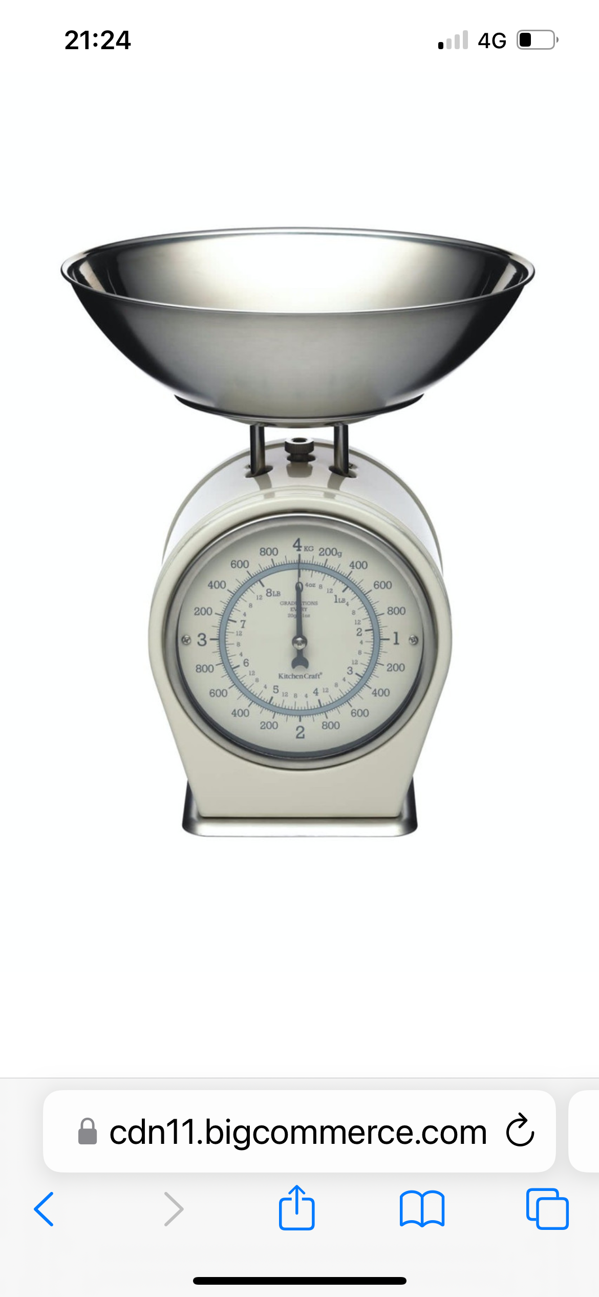 Living Nostalgia Vintage Style Mechanical Kitchen Scales - Cream