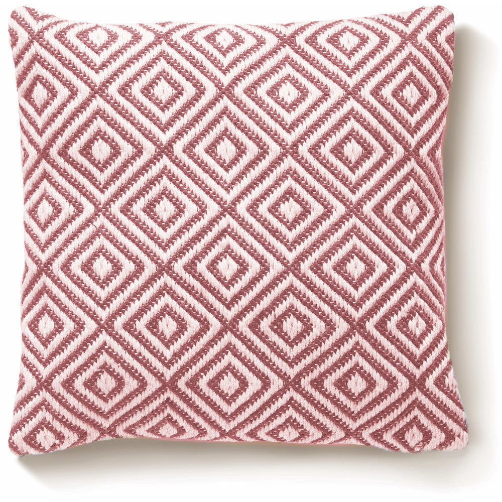 5026134561380 PT561380 Hug Rug Woven Diamond Cushion Coral Pink 45X45cm