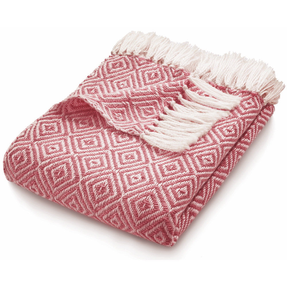 5026134561373 PT561373 Hug Rug Woven Diamond Throw Coral Pink 130X180cm