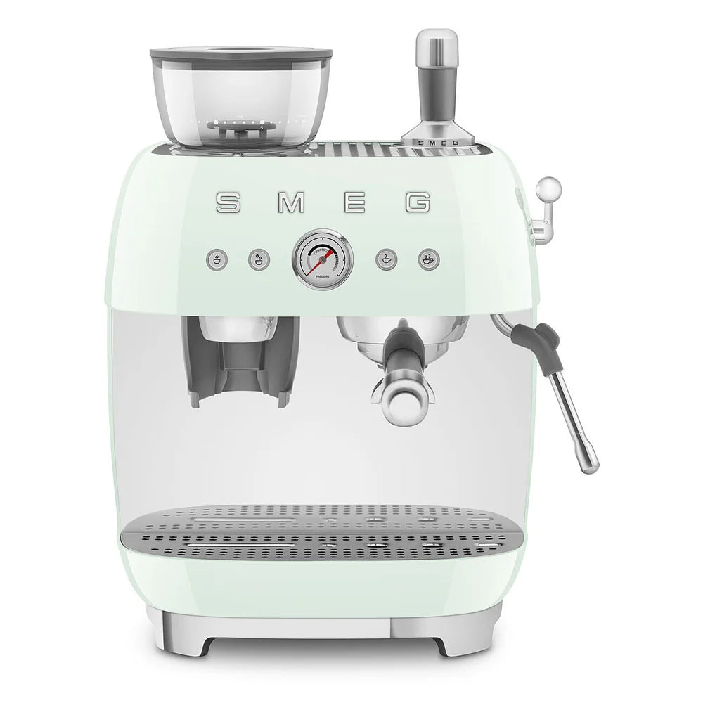 SMEG EGF03 Espresso Coffee Machine with Grinder in Pastel Green
