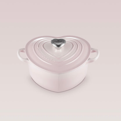 Cast Iron Heart Shaped Casserole with Heart Knob - Shell Pink- 20cm