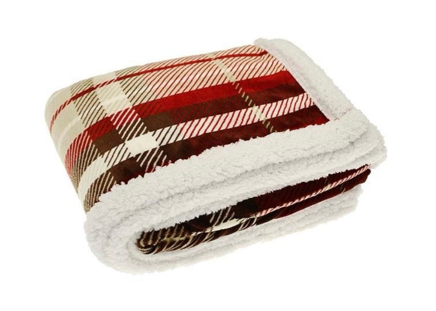 Check sherpa flannel throw red
