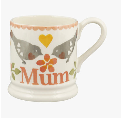 Emma Bridgewater Lovebirds Coral Mum Half Pint Mug