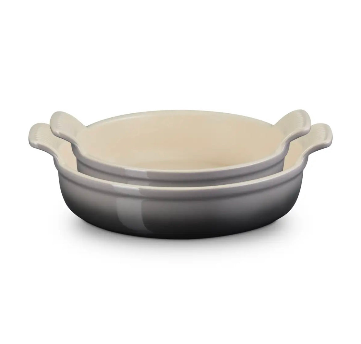 Le Creuset Stoneware Set Of 2 Heritage Round Baking Dishes Flint