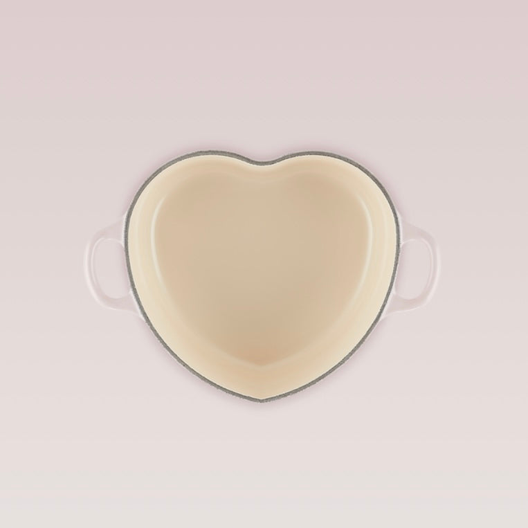 Cast Iron Heart Shaped Casserole with Heart Knob - Shell Pink- 20cm