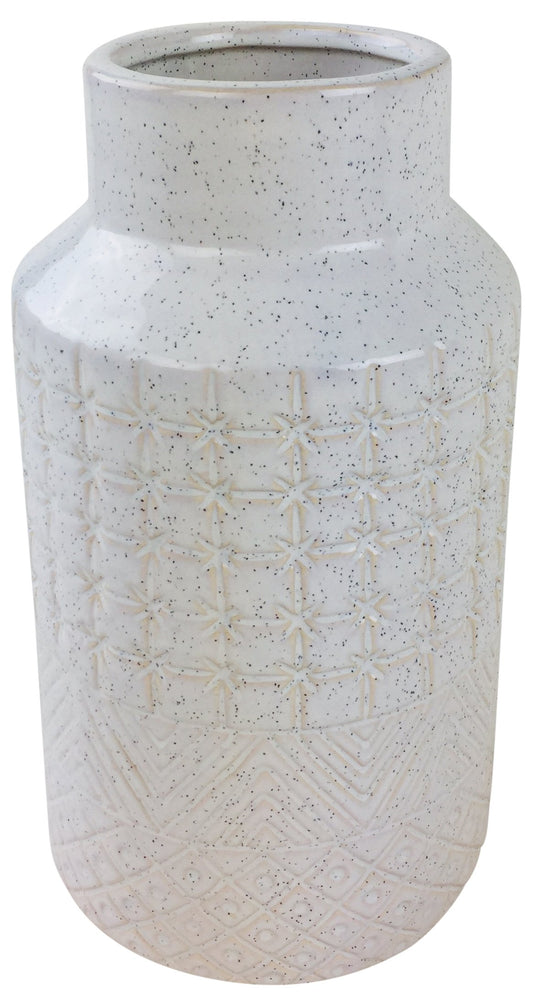 5024418236306 Geko White Star Textured Stoneware Vase 30cm brambles cookshop 637