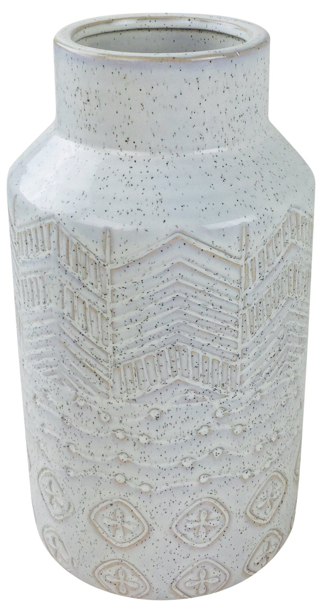 5024418999645 Geko White Herringbone Textured Stoneware Vase 30cm brambles cookshop 643