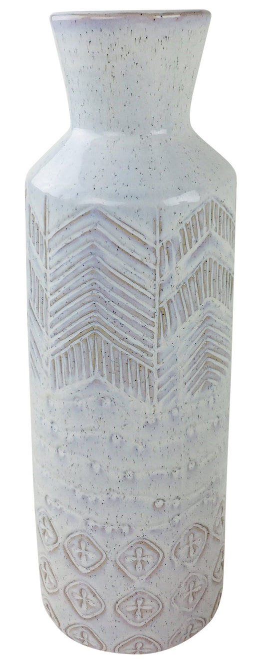 5024418999638 Geko White Herringbone Textured Stoneware Vase 44cm brambles cookshop 535