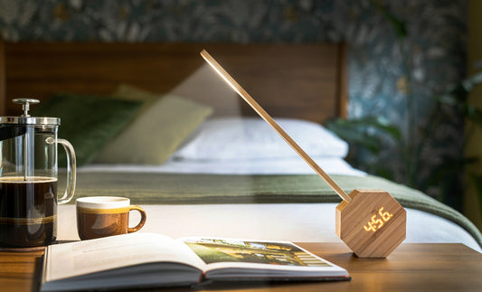 0703556205409 Octagon One Plus Portable Alarm Clock Desk Light Bamboo Gingko Design