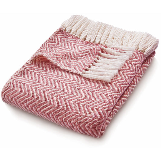 5026134561427 PT561427 Hug Rug Woven Herringbone Throw Coral Pink 130X180cm