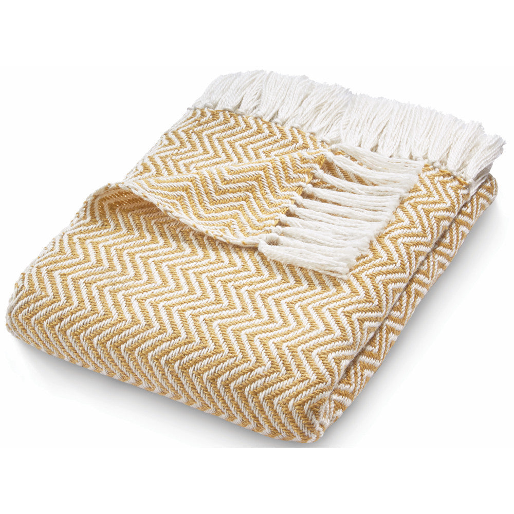 5026134541306 PT541306 Hug Rug Woven Herringbone Throw Gold 130X180cm