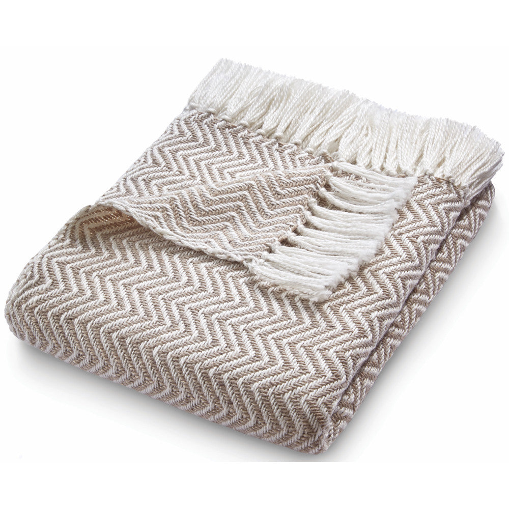 5026134540552 PT540552 Hug Rug Woven Herringbone Throw Natural 130X180cm