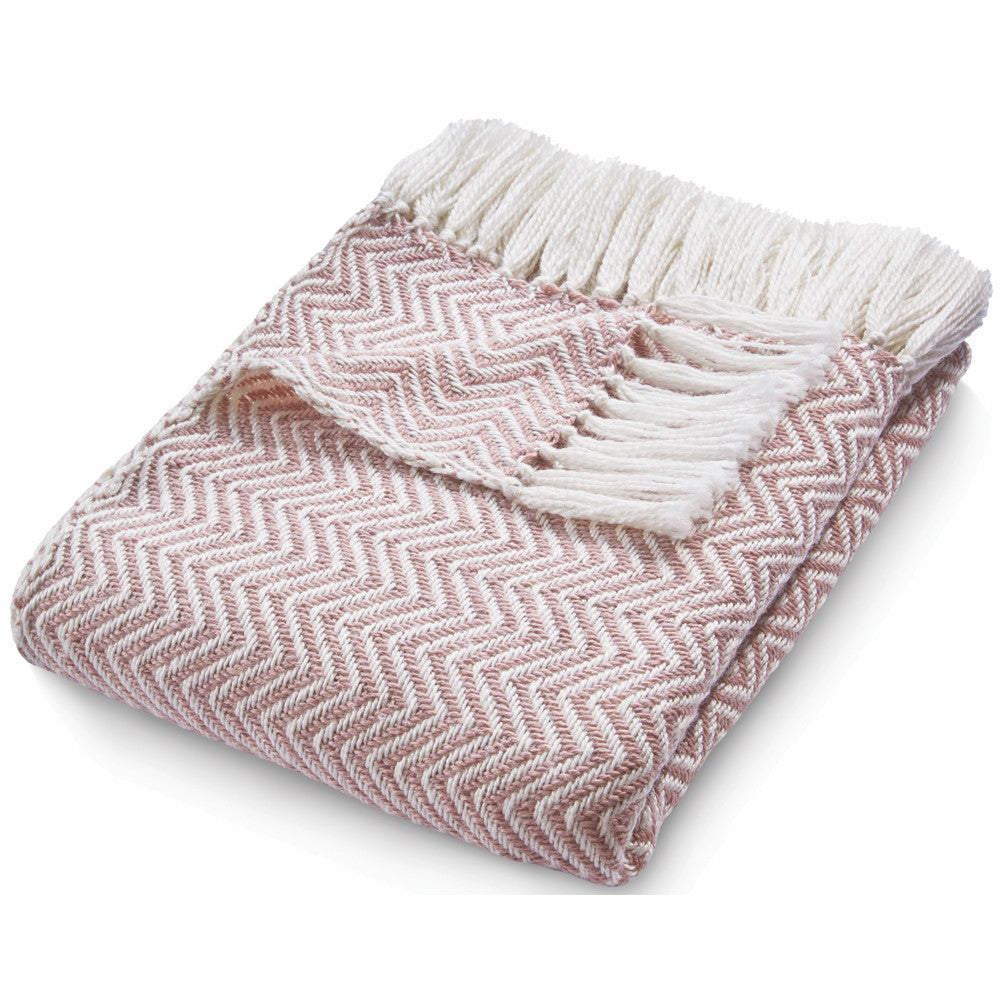 5026134541009 PT541009 Hug Rug Woven Herringbone Throw Rose 130X180cm