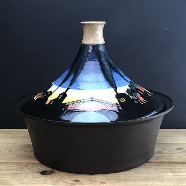 Netherton Foundry Smoke Sunset Stove Top Tagine and Spun Iron Bowl, hand thrown and painted by Rachel Frost 5413346326034 NFS-105BTSS