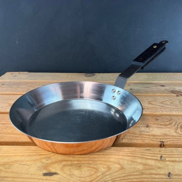 Netherton Foundry Copper 12" (30cm) spun frying pan with black ebonised oak handle 5413346360243 NFS-400