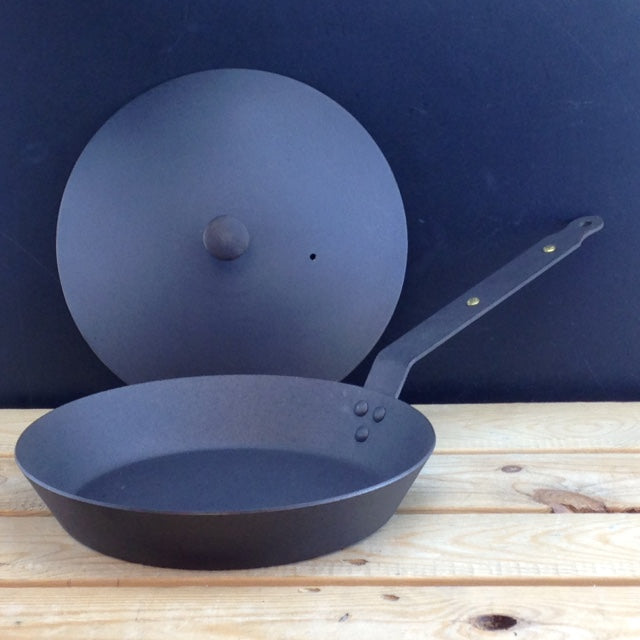 Netherton Foundry 12" (30cm) oven safe sauté pan spun iron frying pan with lid 5413346243720 NFS-213 1