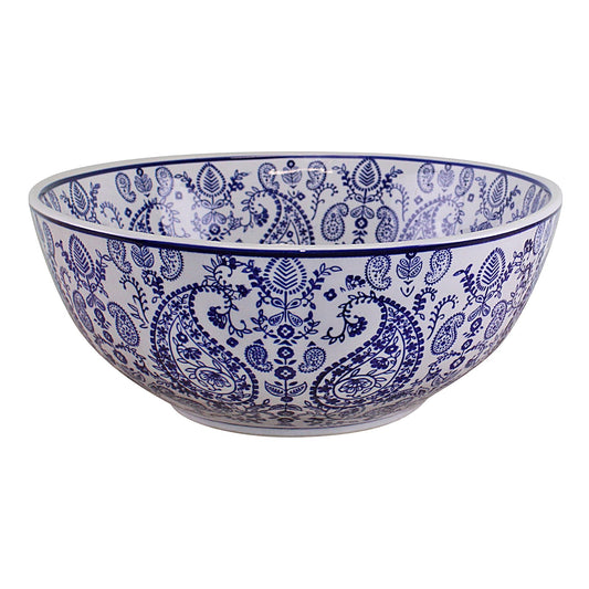 5055684152540 Geko Large Ceramic Bowl, Vintage Blue & White Paisley Design brambles cookshop 205