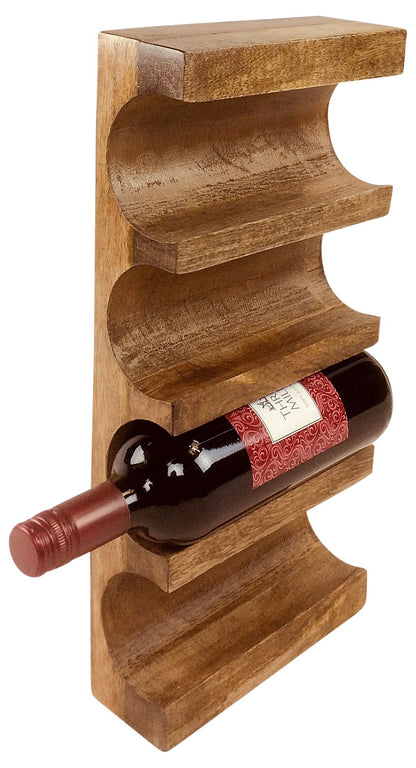 5055851605060 Geko Wall Mounted Wooden Wine Rack Four Bottle - Varnished Mango Wood brambles cookshop 428