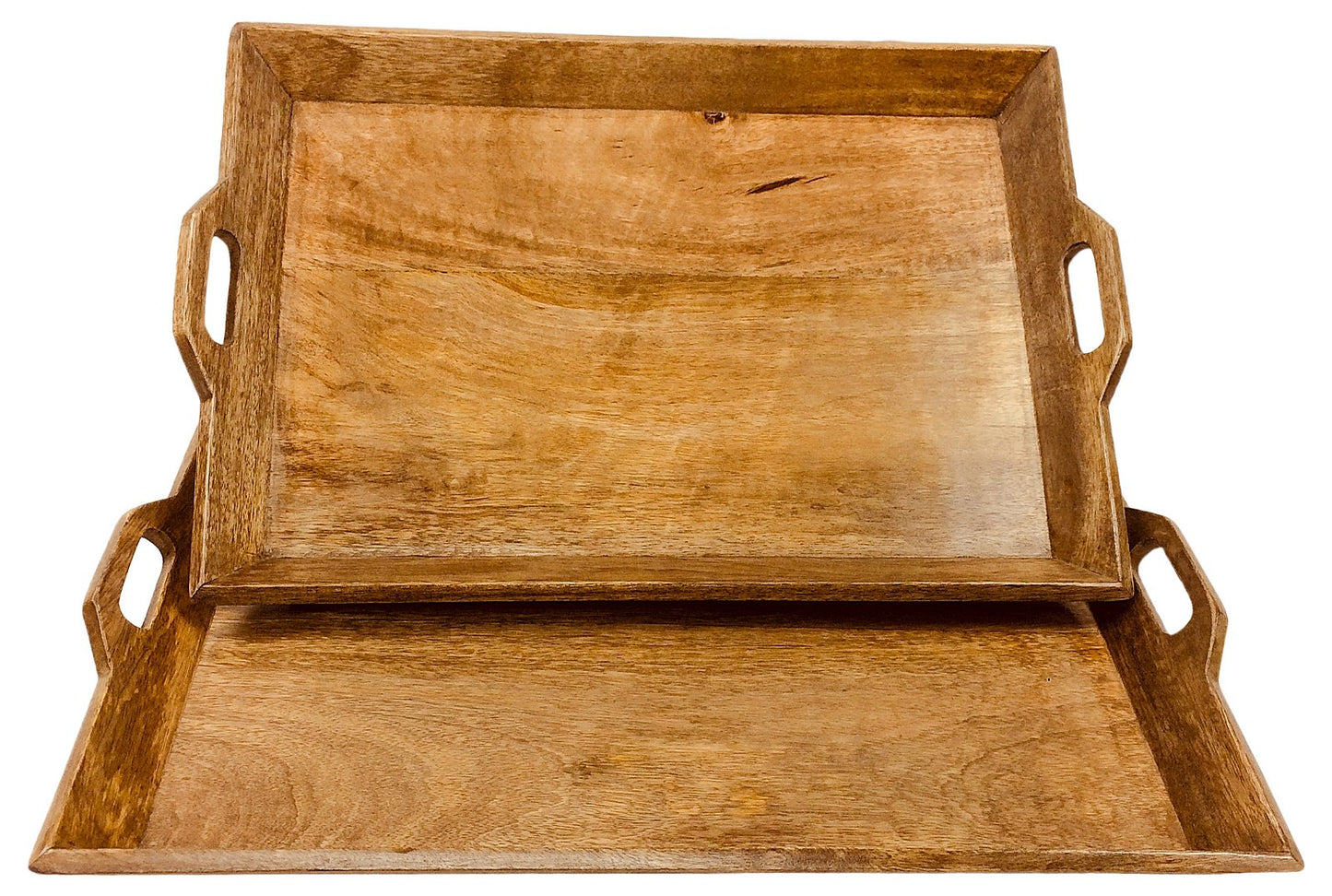 5055851605176 Geko Tray Set Of 2 Wooden Trays Small 43 x 30.5 x 4.75cm and large 56 x 39.5 x 5.25cm brambles cookshop 151