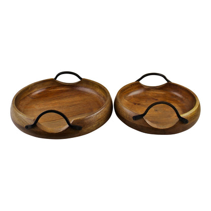 5055851605381 Geko Set Of 2 Mango Wood Bowls With Metal Handles brambles cookshop 122