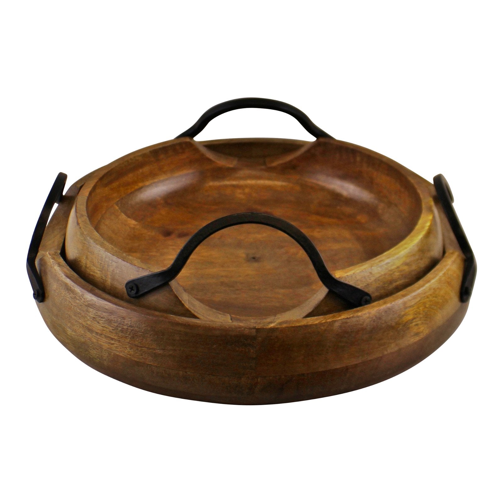 5055851605381 Geko Set Of 2 Mango Wood Bowls With Metal Handles brambles cookshop 121