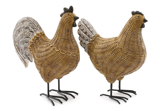 5024418344025 Geko Set of 2 Rattan Chicken Ornaments brambles cookshop 211