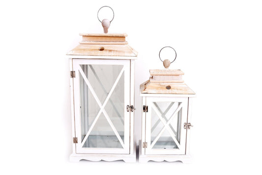 5024418467625 Geko Set Of Two Wooden Lanterns brambles cookshop 253