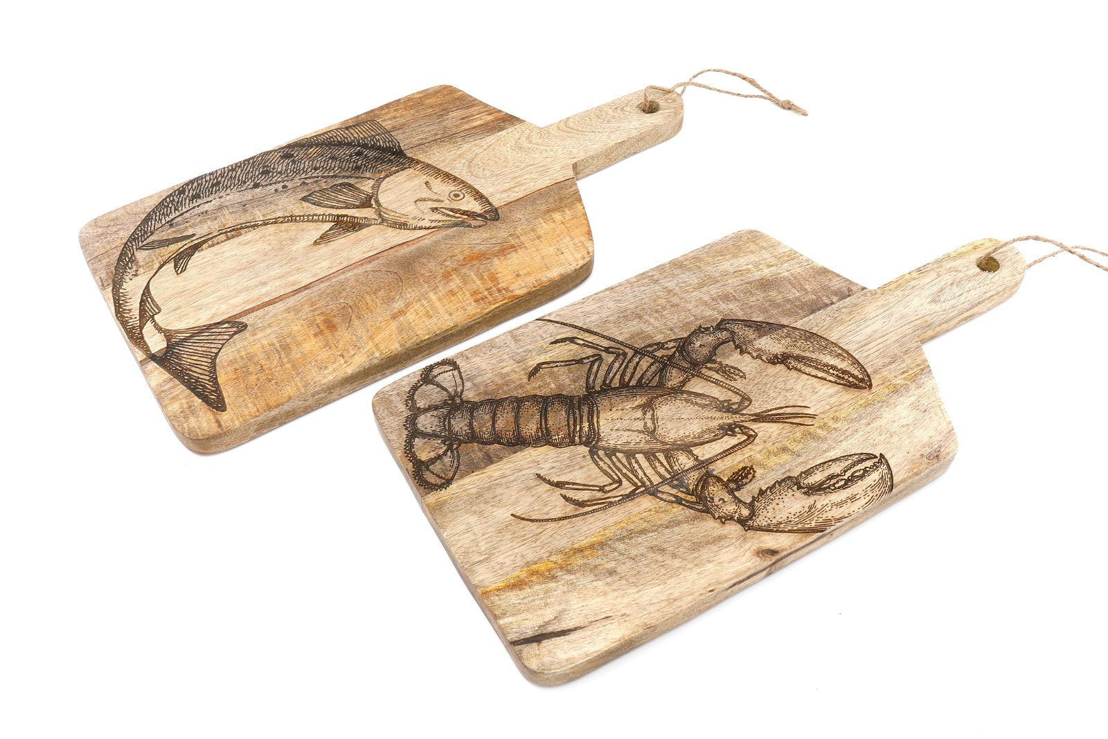 5024418327226 Geko Pair of Engraved Chopping Boards Lobster and Salmon brambles cookshop 451