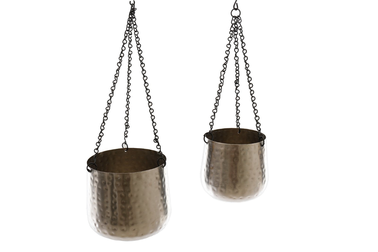 5024418362135 Geko Set of Two Hanging Aluminium Hammered Planters brambles cookshop 277