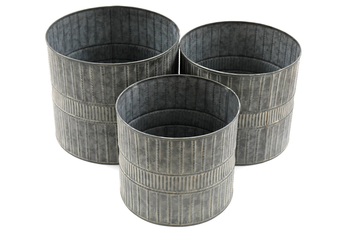 5024418459934 Geko Set of Three Metal Zinc Garden Planters brambles cookshop 481