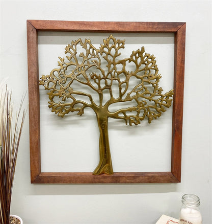 5024418327486 Geko Gold Tree Of Life In Wooden Frame brambles cookshop 584