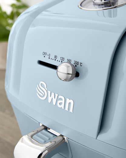 5055322539511 SWAN Swan Retro 6L Manual Air Fryer - Blue SD10510BLN Brambles Cookshop 6